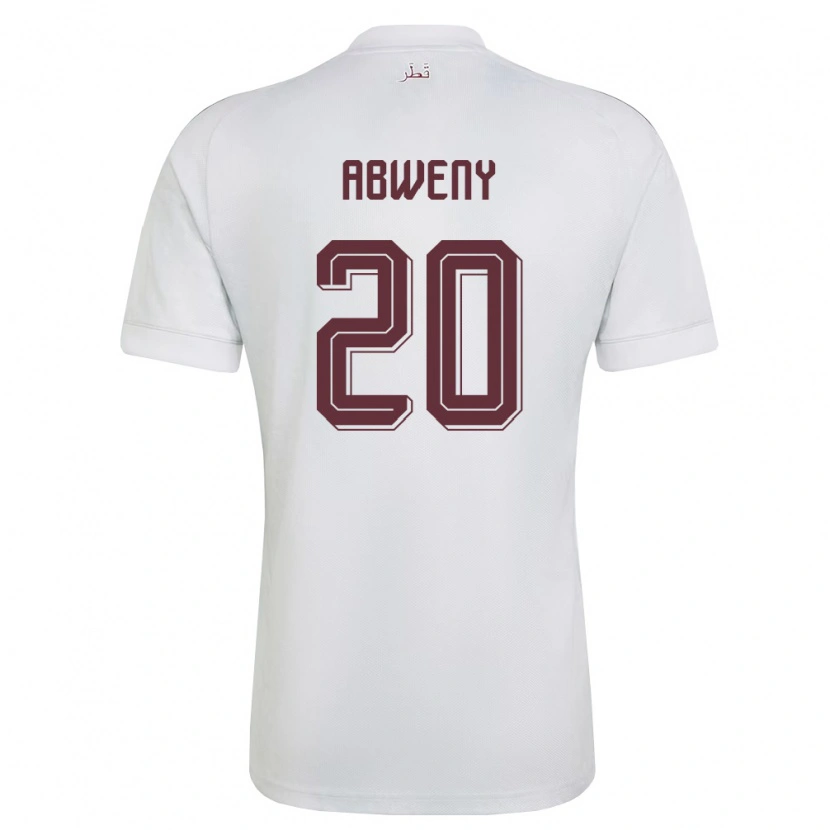 Danxen Pánské Katar Anas Abweny #20 Bílá Vínová Daleko Hráčské Dresy 26-28 Dres