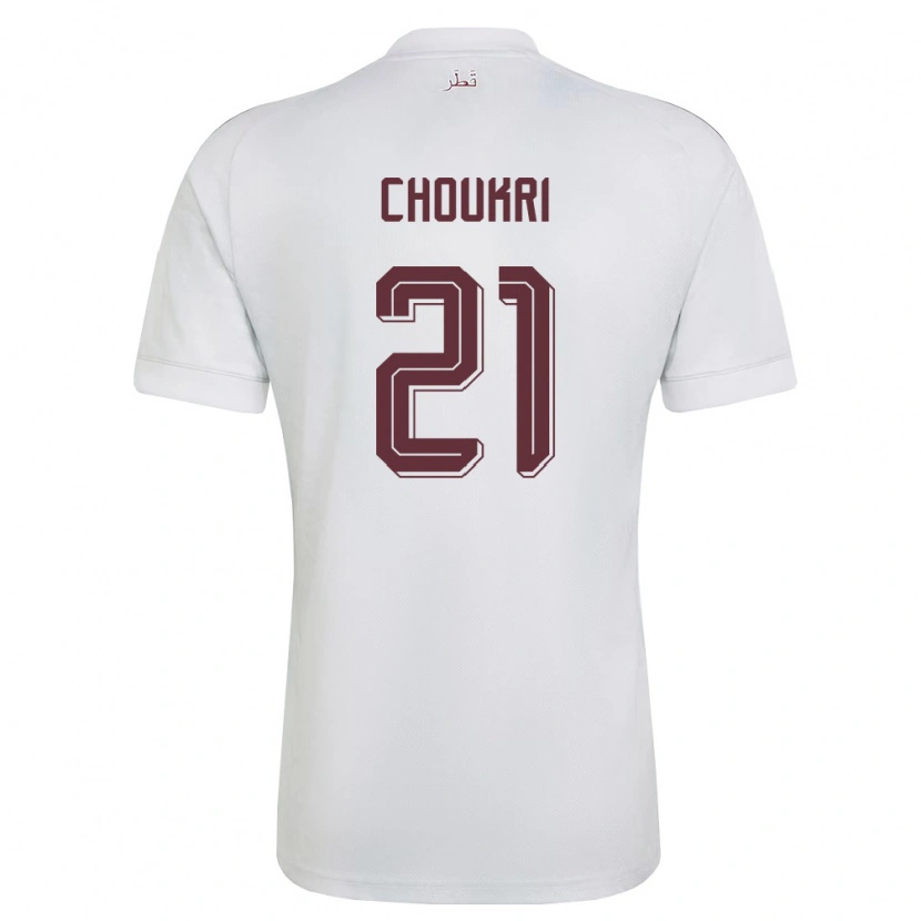 Danxen Pánské Katar Khaled Choukri #21 Bílá Vínová Daleko Hráčské Dresy 26-28 Dres