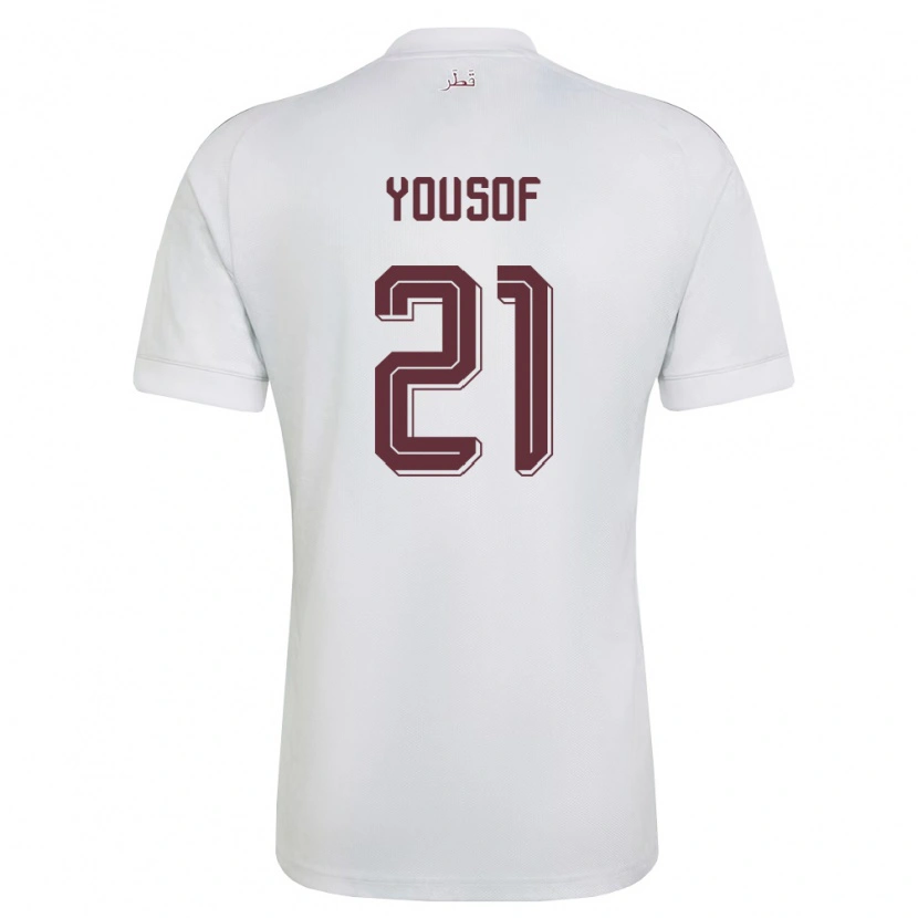 Danxen Pánské Katar Yousof Hassan #21 Bílá Vínová Daleko Hráčské Dresy 26-28 Dres