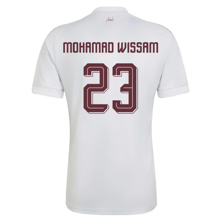 Danxen Pánské Katar Karim Mohamad Wissam #23 Bílá Vínová Daleko Hráčské Dresy 26-28 Dres