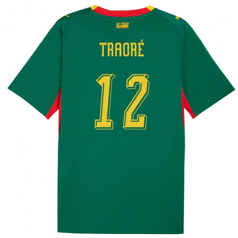 Danxen Pánské Senegal Lassana Traoré #12 Zelená Žlutá Červená Daleko Hráčské Dresy 26-28 Dres