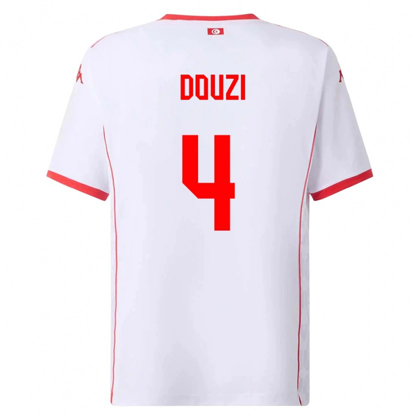 Danxen Pánské Tunisko Youssef Douzi #4 Bílá Červená Daleko Hráčské Dresy 26-28 Dres