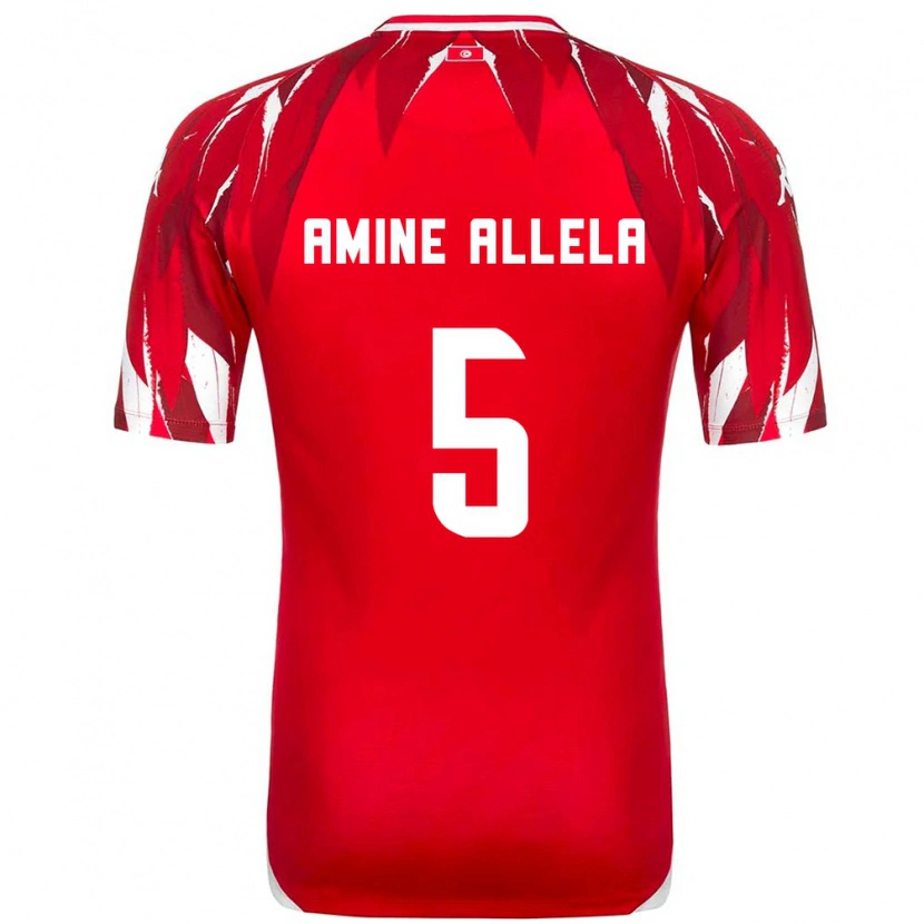Danxen Pánské Tunisko Mohamed Amine Allela #5 Červená Bílá Daleko Hráčské Dresy 26-28 Dres