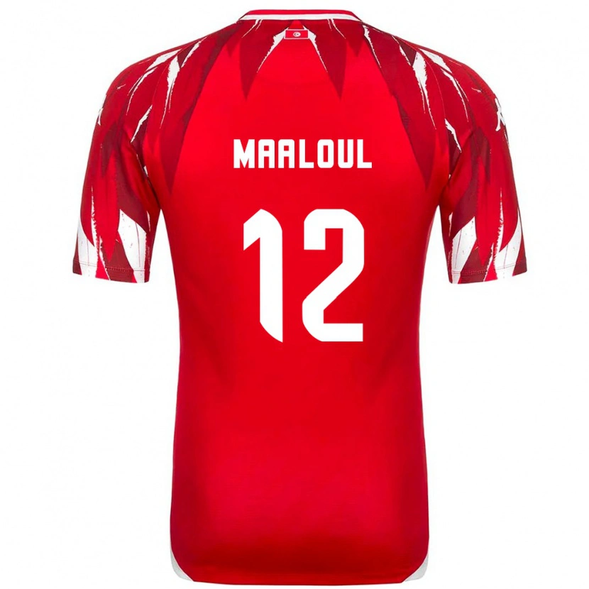 Danxen Pánské Tunisko Ali Maâloul #12 Červená Bílá Daleko Hráčské Dresy 26-28 Dres