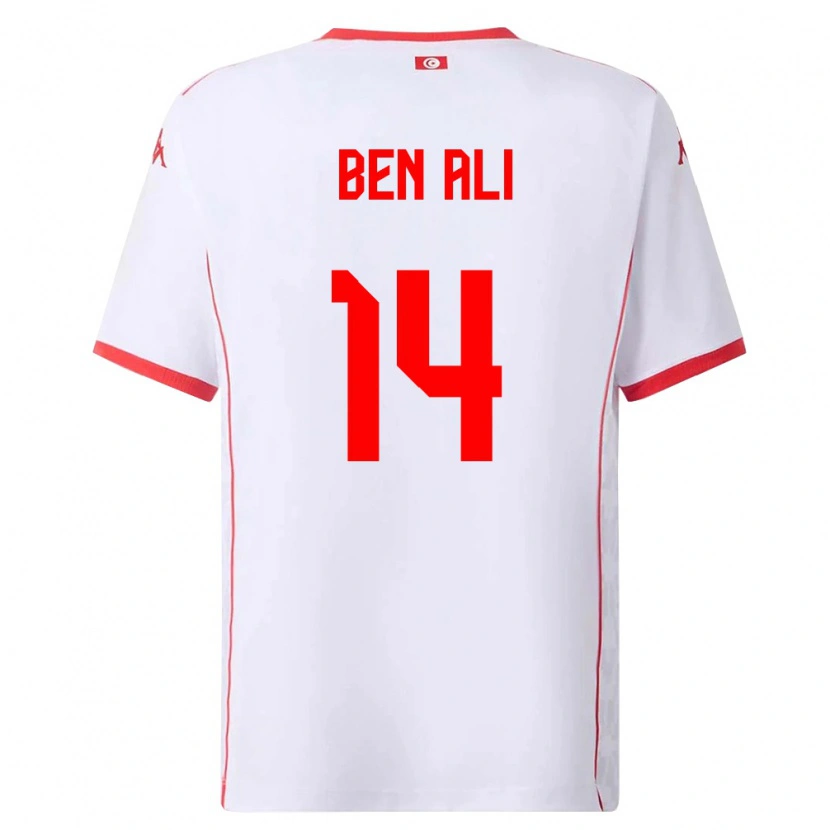 Danxen Pánské Tunisko Mohamed Ben Ali #14 Bílá Červená Daleko Hráčské Dresy 26-28 Dres