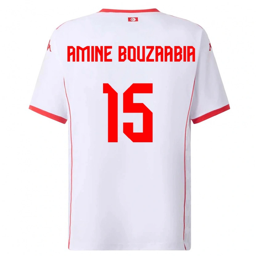 Danxen Pánské Tunisko Mohamed Amine Bouzaabia #15 Bílá Červená Daleko Hráčské Dresy 26-28 Dres