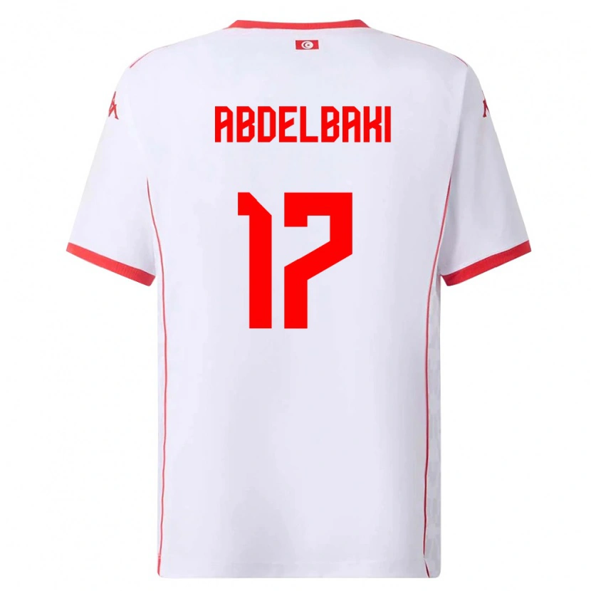 Danxen Pánské Tunisko Aziz Abdelbaki #17 Bílá Červená Daleko Hráčské Dresy 26-28 Dres