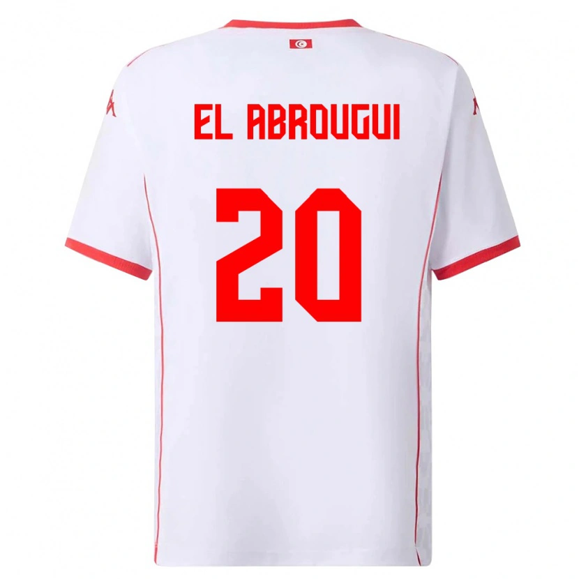 Danxen Pánské Tunisko Wassim El Abrougui #20 Bílá Červená Daleko Hráčské Dresy 26-28 Dres