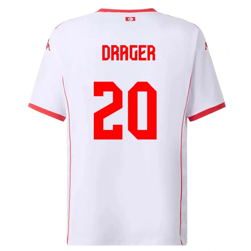 Danxen Pánské Tunisko Mohamed Drager #20 Bílá Červená Daleko Hráčské Dresy 26-28 Dres