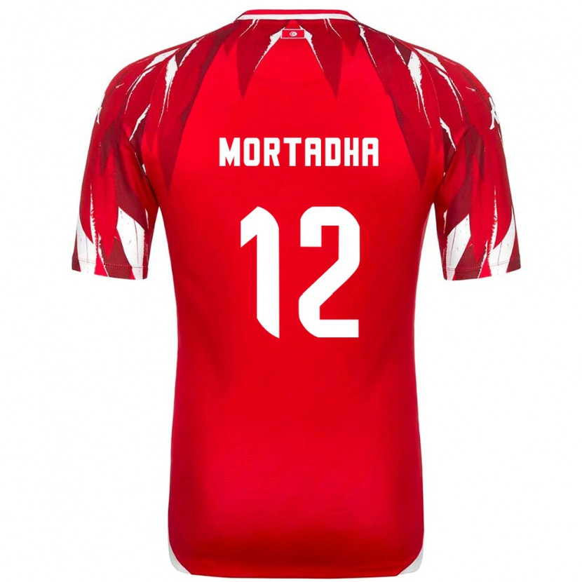 Danxen Pánské Tunisko Mortadha Ben Ouanes #12 Červená Bílá Daleko Hráčské Dresy 26-28 Dres