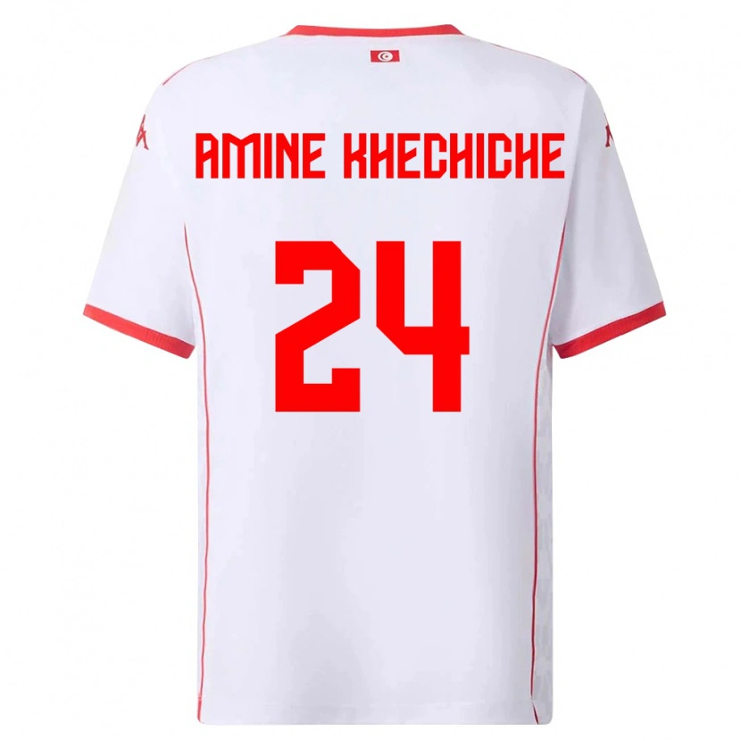 Danxen Pánské Tunisko Mohamed Amine Khechiche #24 Bílá Červená Daleko Hráčské Dresy 26-28 Dres