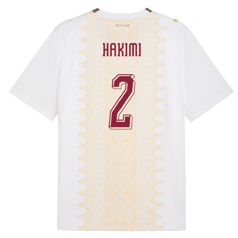 Danxen Pánské Maroko Achraf Hakimi #2 Bílá Zlatá Červená Daleko Hráčské Dresy 26-28 Dres