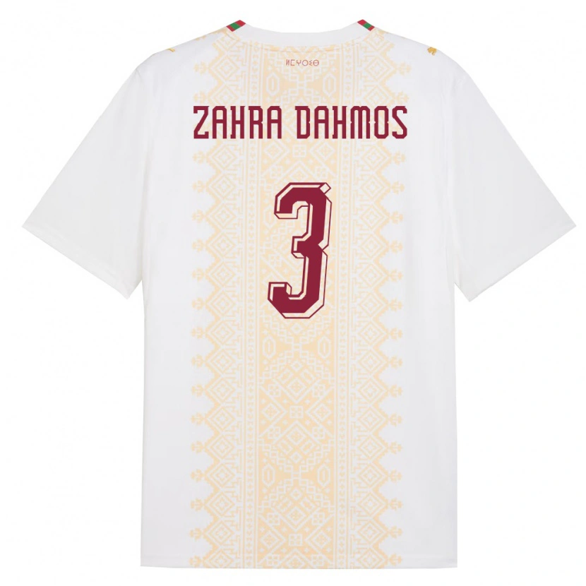 Danxen Pánské Maroko Fatima Zahra Dahmos #3 Bílá Zlatá Červená Daleko Hráčské Dresy 26-28 Dres
