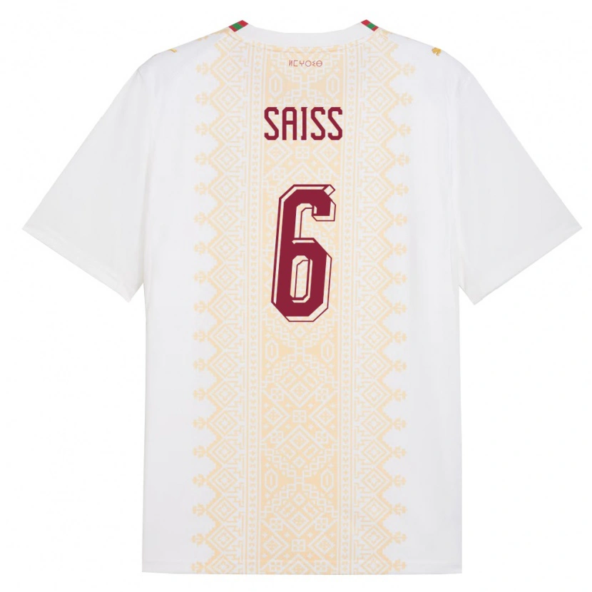Danxen Pánské Maroko Romain Saïss #6 Bílá Zlatá Červená Daleko Hráčské Dresy 26-28 Dres