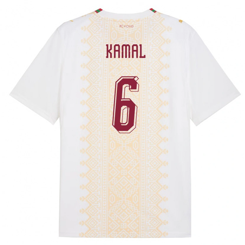 Danxen Pánské Maroko Hamza Kamal #6 Bílá Zlatá Červená Daleko Hráčské Dresy 26-28 Dres