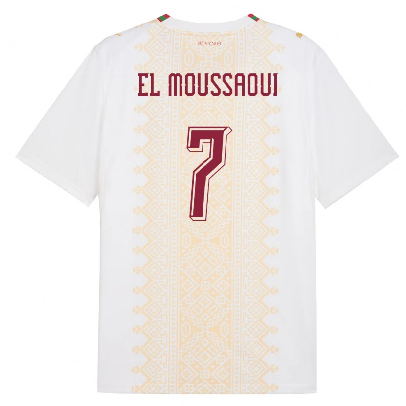 Danxen Pánské Maroko Hamza El Moussaoui #7 Bílá Zlatá Červená Daleko Hráčské Dresy 26-28 Dres