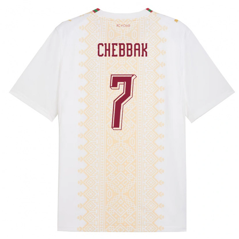 Danxen Pánské Maroko Ghizlane Chebbak #7 Bílá Zlatá Červená Daleko Hráčské Dresy 26-28 Dres