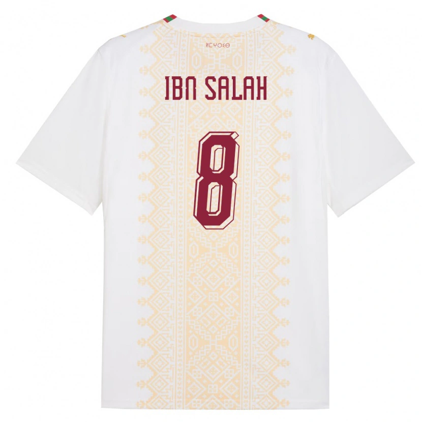 Danxen Pánské Maroko Oualid Ibn Salah #8 Bílá Zlatá Červená Daleko Hráčské Dresy 26-28 Dres