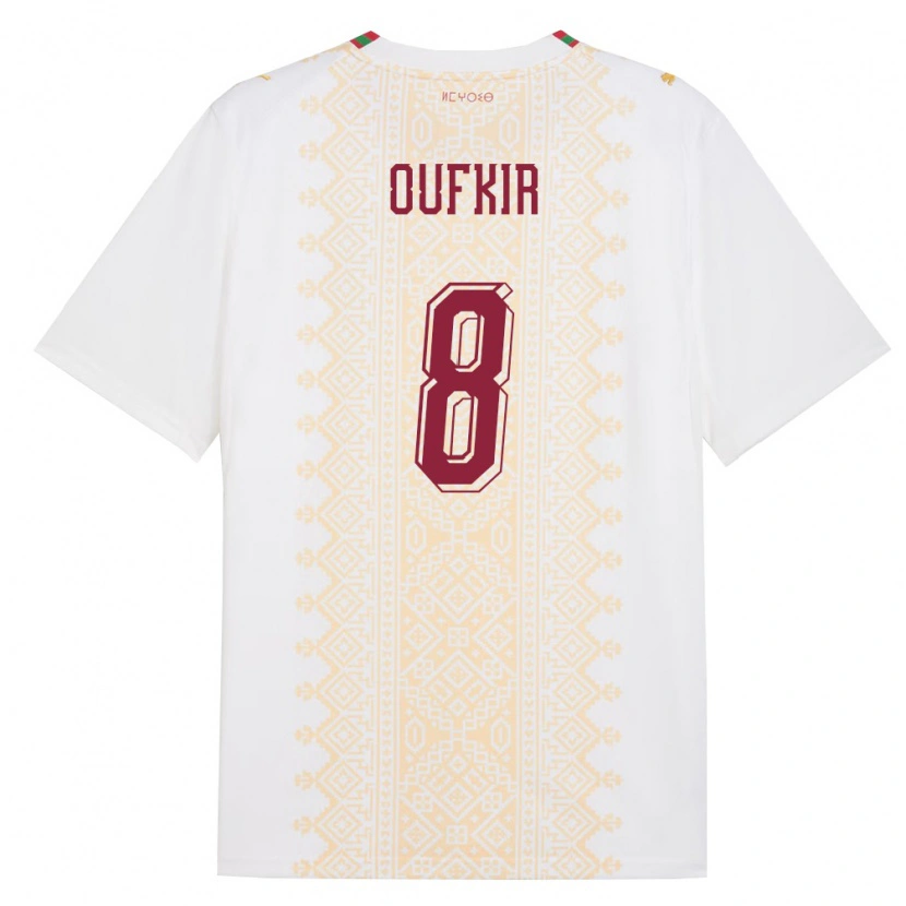 Danxen Pánské Maroko Oussama Oufkir #8 Bílá Zlatá Červená Daleko Hráčské Dresy 26-28 Dres