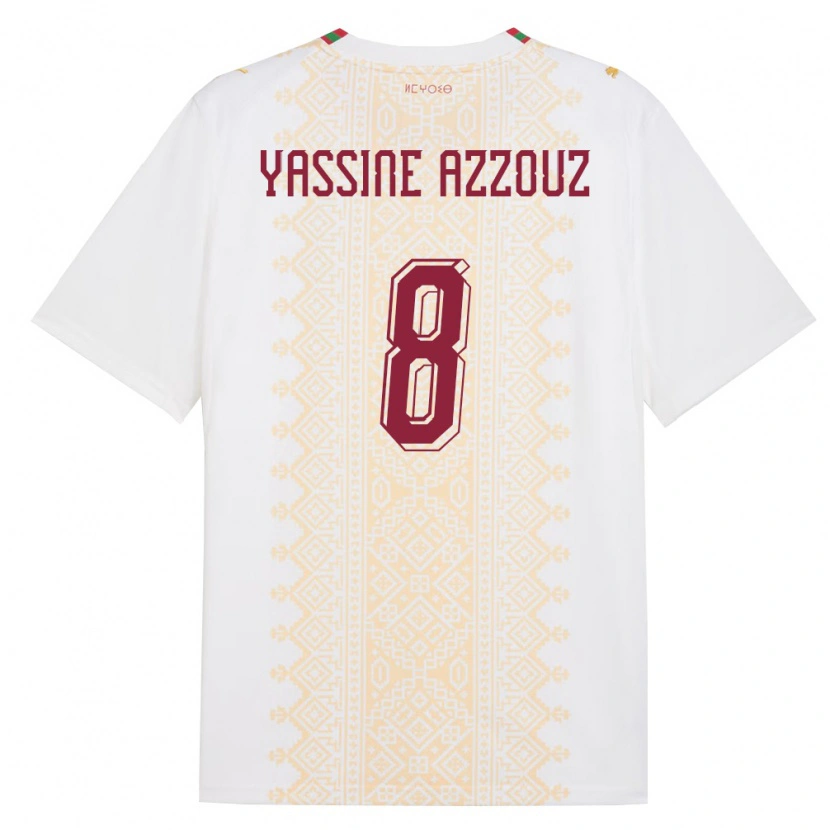 Danxen Pánské Maroko Mohamed Yassine Azzouz #8 Bílá Zlatá Červená Daleko Hráčské Dresy 26-28 Dres