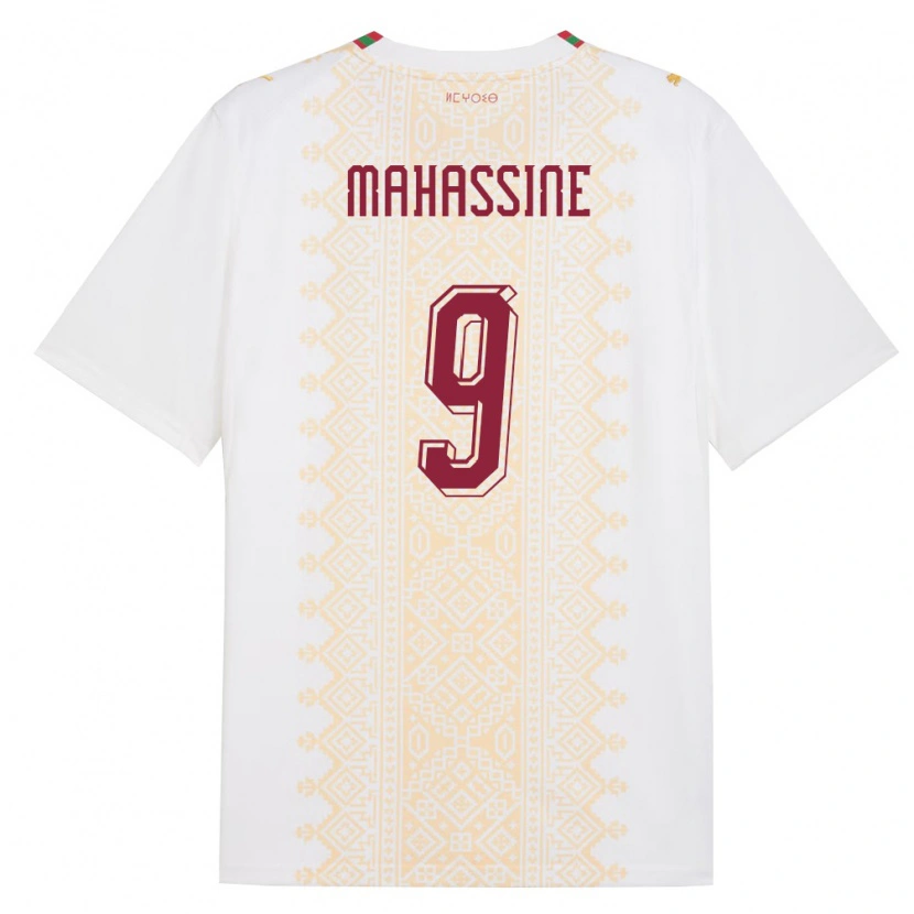 Danxen Pánské Maroko Rayan Mahassine #9 Bílá Zlatá Červená Daleko Hráčské Dresy 26-28 Dres