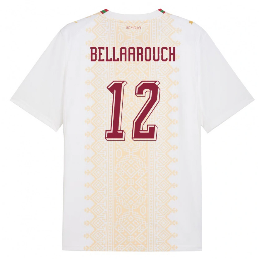 Danxen Pánské Maroko Alaa Bellaarouch #12 Bílá Zlatá Červená Daleko Hráčské Dresy 26-28 Dres
