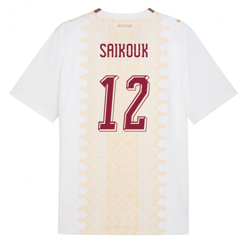 Danxen Pánské Maroko Walid Saikouk #12 Bílá Zlatá Červená Daleko Hráčské Dresy 26-28 Dres