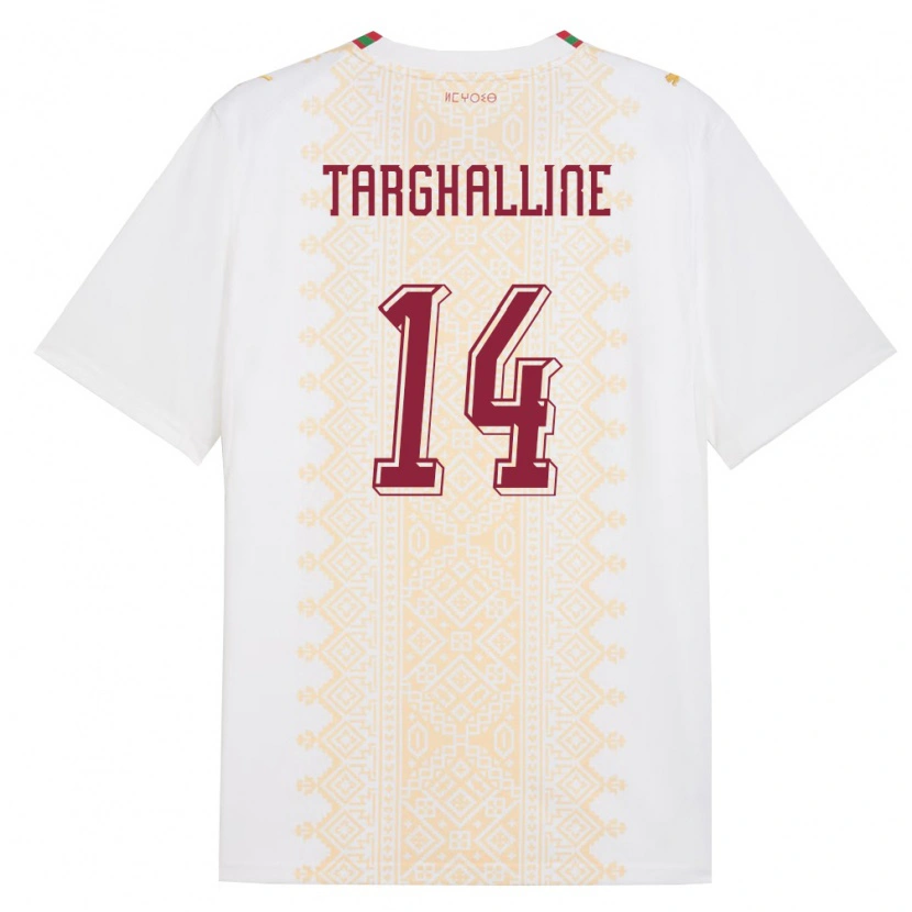 Danxen Pánské Maroko Oussama Targhalline #14 Bílá Zlatá Červená Daleko Hráčské Dresy 26-28 Dres