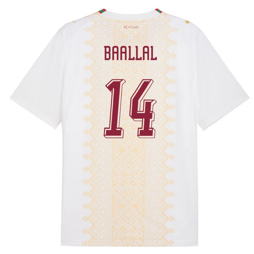 Danxen Pánské Maroko Adam Baallal #14 Bílá Zlatá Červená Daleko Hráčské Dresy 26-28 Dres