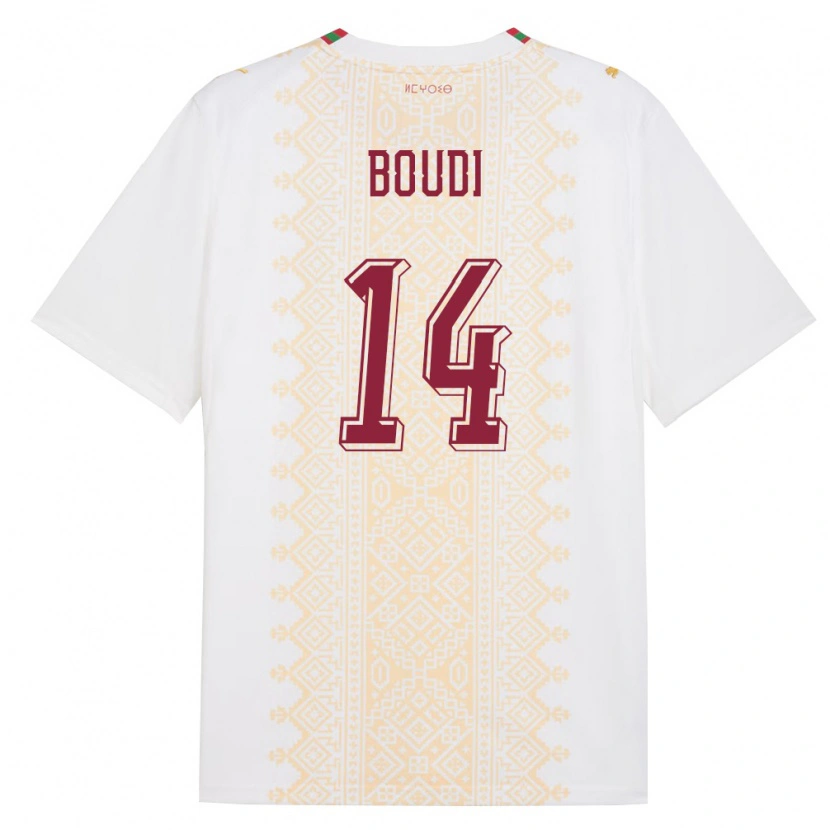 Danxen Pánské Maroko Said Boudi #14 Bílá Zlatá Červená Daleko Hráčské Dresy 26-28 Dres