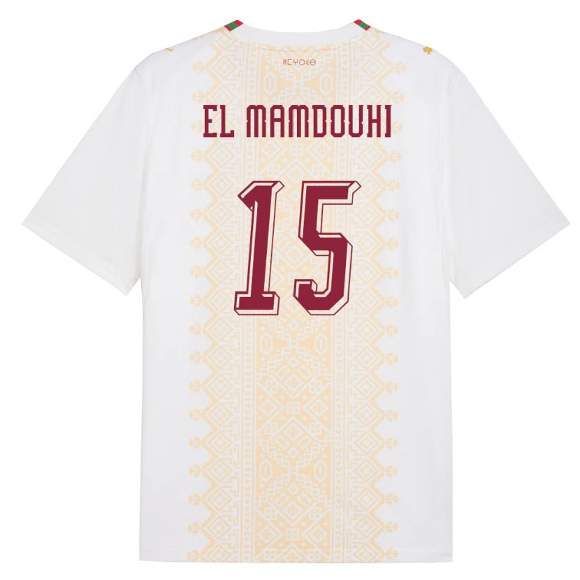 Danxen Pánské Maroko Rayan El Mamdouhi #15 Bílá Zlatá Červená Daleko Hráčské Dresy 26-28 Dres