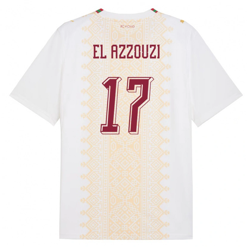 Danxen Pánské Maroko Oussama El Azzouzi #17 Bílá Zlatá Červená Daleko Hráčské Dresy 26-28 Dres