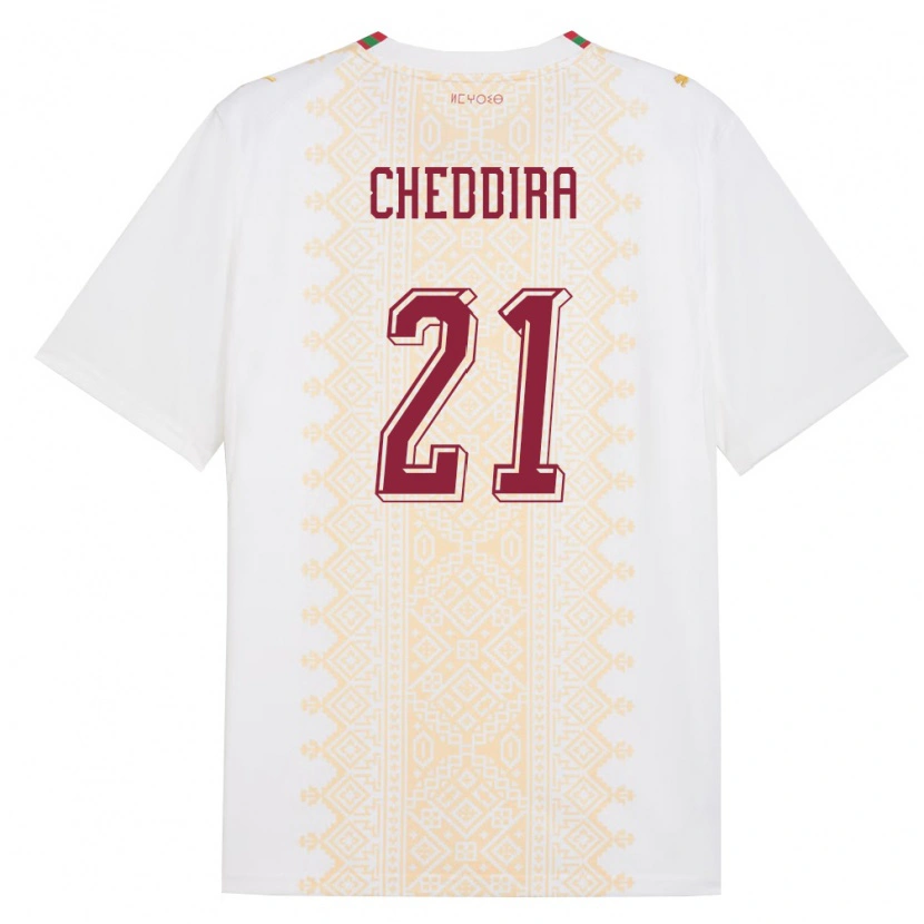 Danxen Pánské Maroko Walid Cheddira #21 Bílá Zlatá Červená Daleko Hráčské Dresy 26-28 Dres