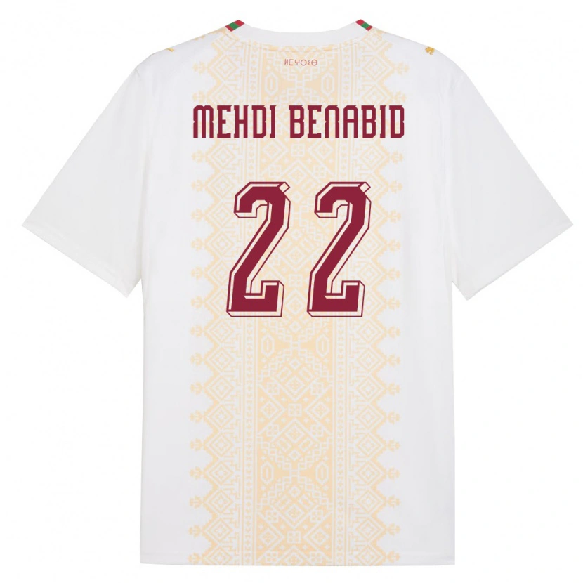 Danxen Pánské Maroko El Mehdi Benabid #22 Bílá Zlatá Červená Daleko Hráčské Dresy 26-28 Dres