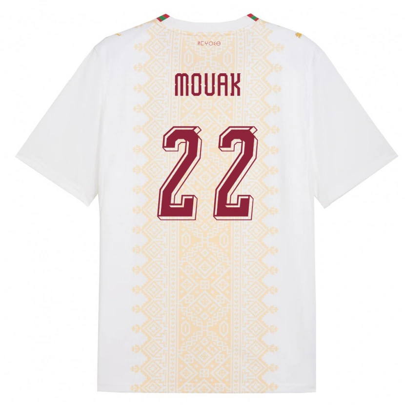 Danxen Pánské Maroko Adam Mouak #22 Bílá Zlatá Červená Daleko Hráčské Dresy 26-28 Dres