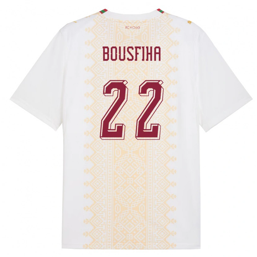 Danxen Pánské Maroko Ilyas Bousfiha #22 Bílá Zlatá Červená Daleko Hráčské Dresy 26-28 Dres