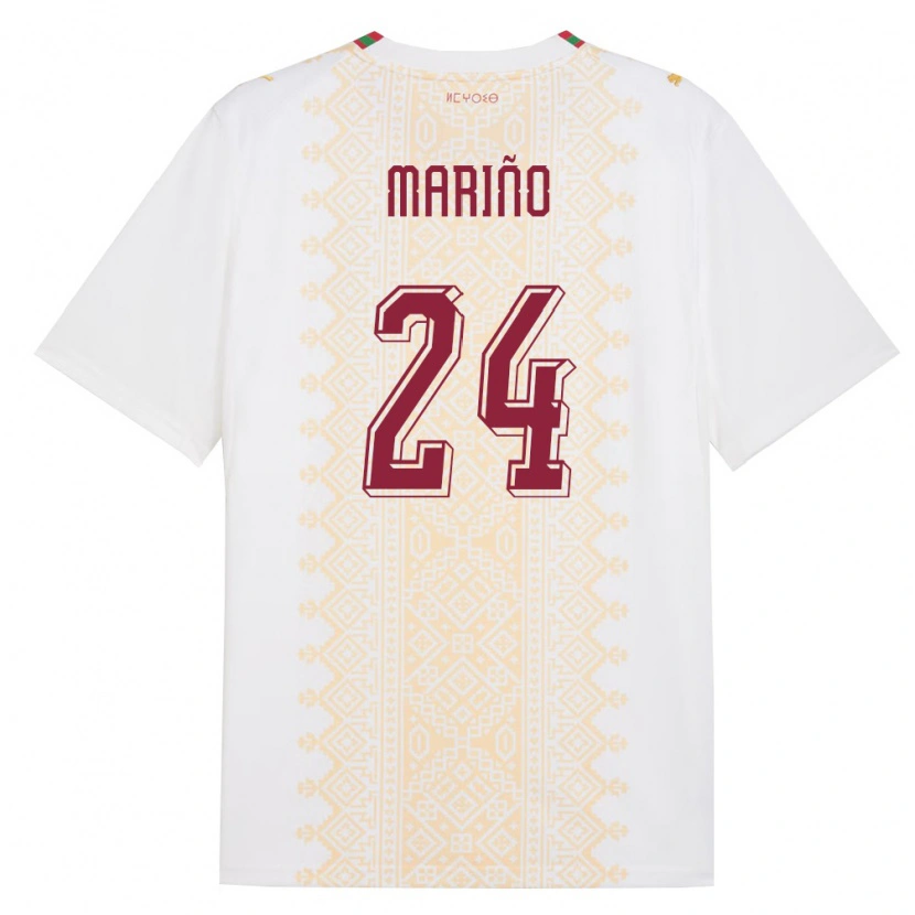 Danxen Pánské Maroko Omar Mariño #24 Bílá Zlatá Červená Daleko Hráčské Dresy 26-28 Dres