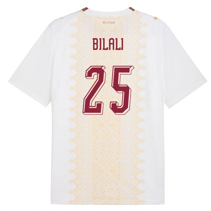 Danxen Pánské Maroko Elias Bilali #25 Bílá Zlatá Červená Daleko Hráčské Dresy 26-28 Dres