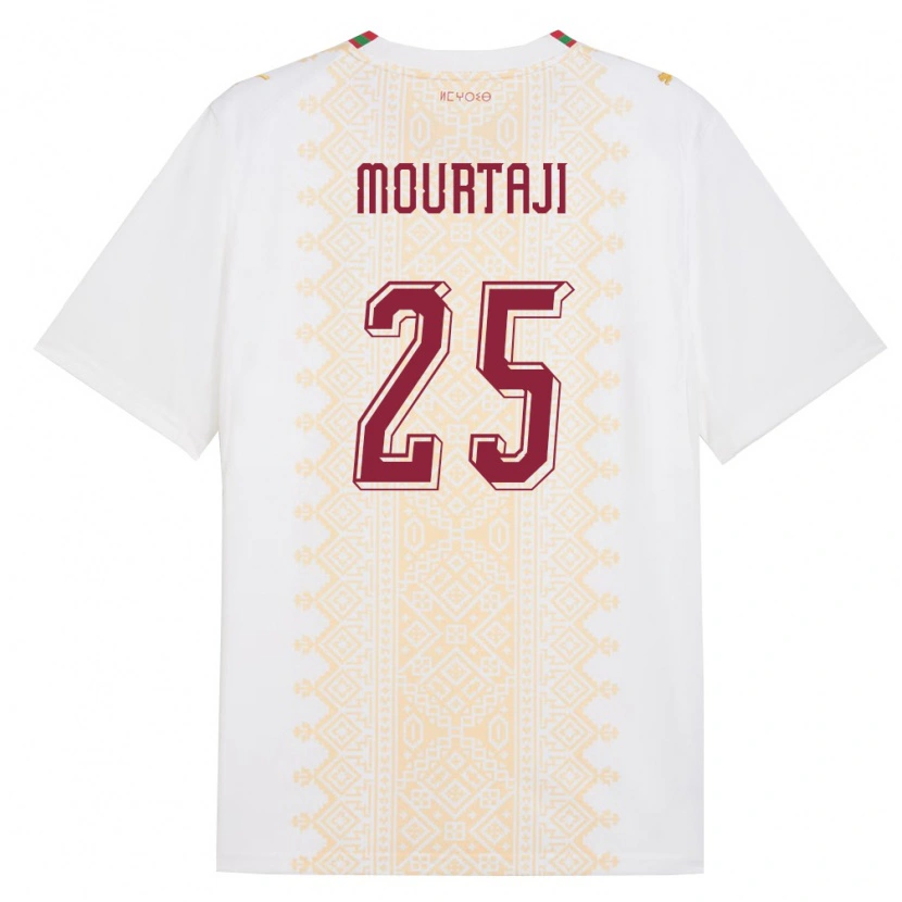 Danxen Pánské Maroko Chaymaa Mourtaji #25 Bílá Zlatá Červená Daleko Hráčské Dresy 26-28 Dres