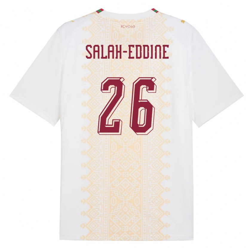 Danxen Pánské Maroko Anass Salah-Eddine #26 Bílá Zlatá Červená Daleko Hráčské Dresy 26-28 Dres