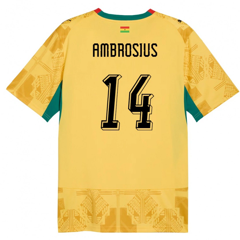 Danxen Pánské Ghana Stephan Ambrosius #14 Žlutá Červená Černá Daleko Hráčské Dresy 26-28 Dres