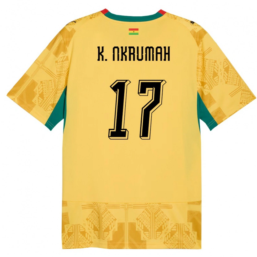 Danxen Pánské Ghana Kelvin Nkrumah #17 Žlutá Červená Černá Daleko Hráčské Dresy 26-28 Dres