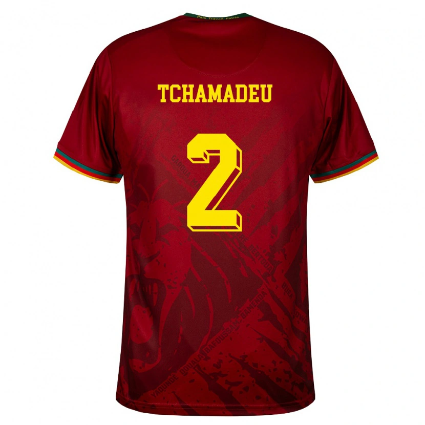 Danxen Pánské Kamerun Junior Tchamadeu #2 Tmavě Červená Zelená Žlutá Daleko Hráčské Dresy 26-28 Dres