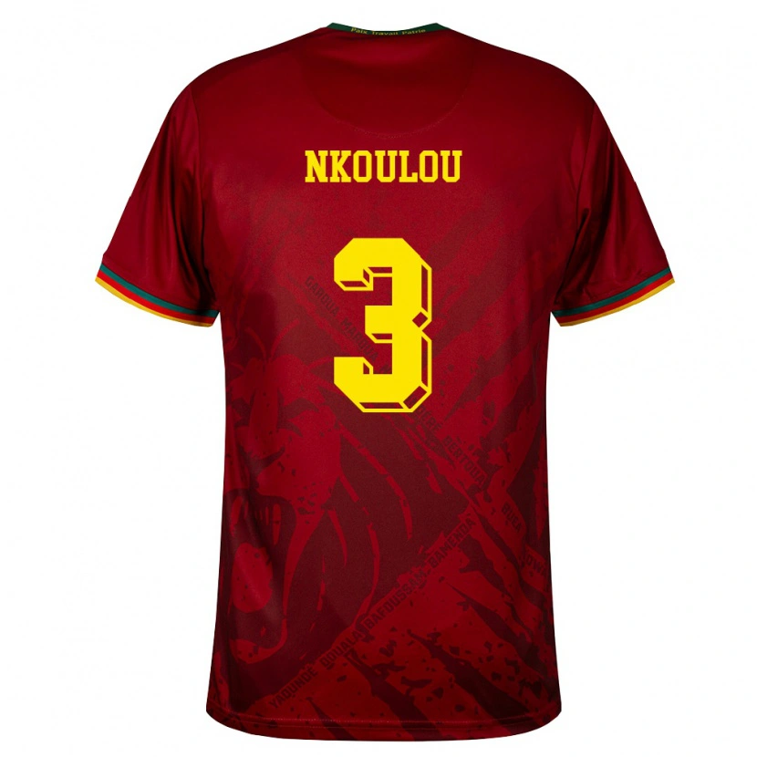 Danxen Pánské Kamerun Nicolas Nkoulou #3 Tmavě Červená Zelená Žlutá Daleko Hráčské Dresy 26-28 Dres