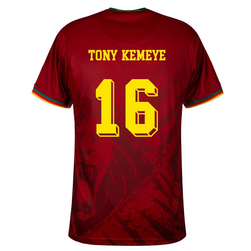 Danxen Pánské Kamerun Tony Beria Wabo Kemeye #16 Tmavě Červená Zelená Žlutá Daleko Hráčské Dresy 26-28 Dres
