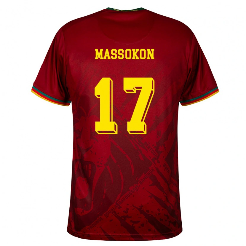 Danxen Pánské Kamerun Arnold Massokon #17 Tmavě Červená Zelená Žlutá Daleko Hráčské Dresy 26-28 Dres