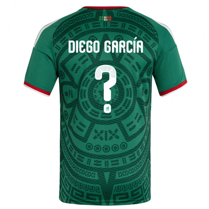 Danxen Dámské Mexiko Diego García #0 Zelená Bílá Červená Domů Hráčské Dresy 26-28 Dres