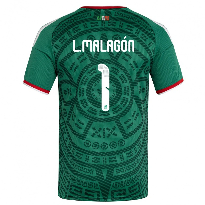 Danxen Dámské Mexiko Luis Malagón #1 Zelená Bílá Červená Domů Hráčské Dresy 26-28 Dres