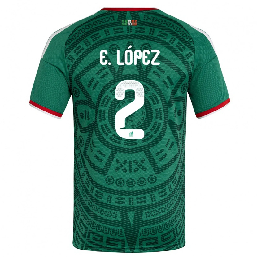 Danxen Dámské Mexiko Everardo López #2 Zelená Bílá Červená Domů Hráčské Dresy 26-28 Dres