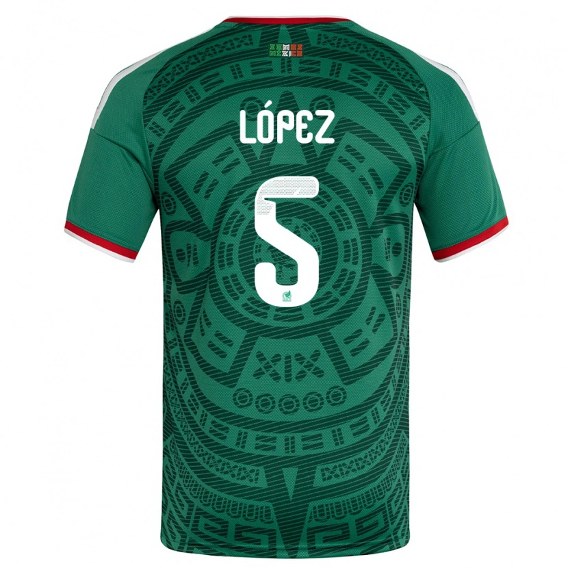 Danxen Dámské Mexiko Jimena Lopez #5 Zelená Bílá Červená Domů Hráčské Dresy 26-28 Dres